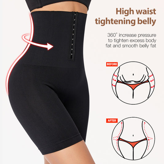High Waist Abdominal Pants Women's Postpartum Waist Corset Hip Lifting Leggings Buckle Adjustment Seamless Boxer Large Size Body Shaper Pants