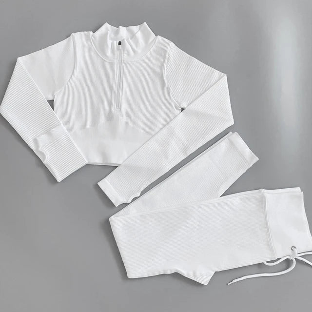 2/3/5PC Women's tracksuit Seamless Yoga Set Workout Sportswear Gym Clothing Drawstring High Waist  Leggings Fitness Sports Suits